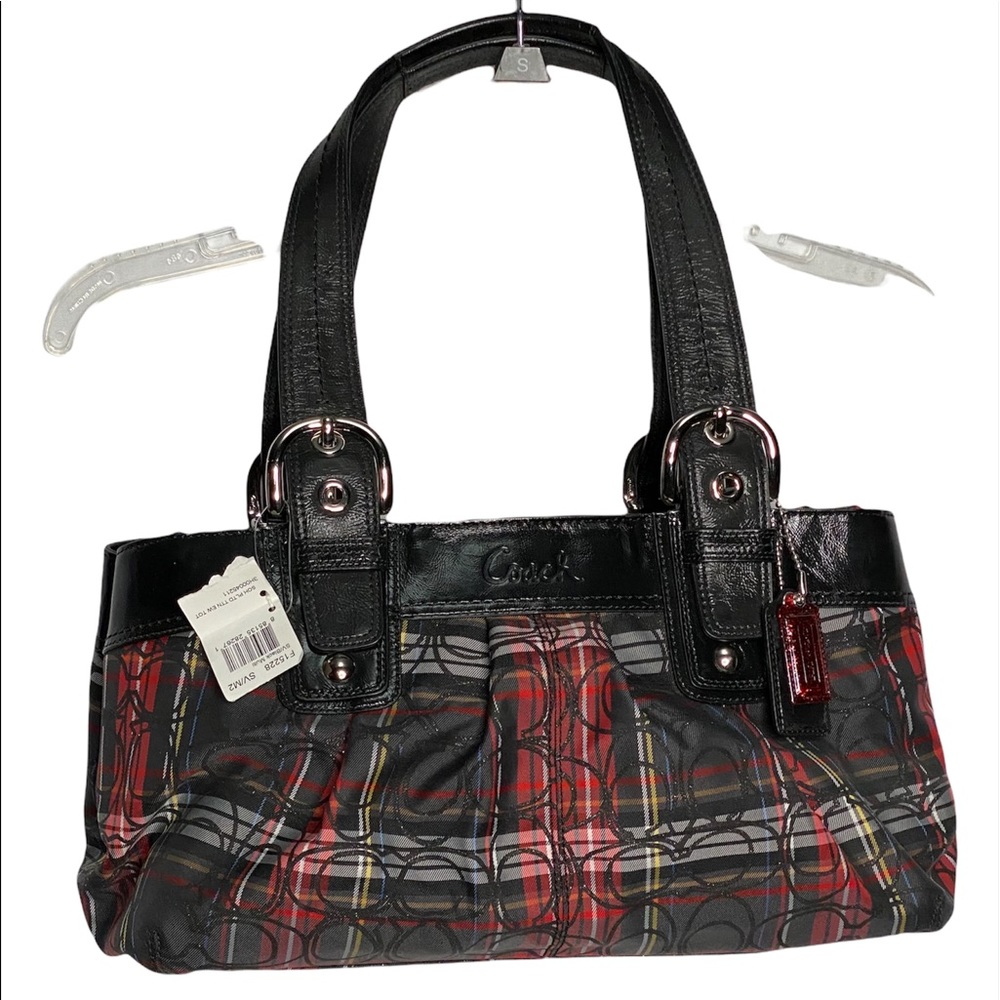 VINTAGE  COACH SOHO PLEATED TARTAN PLAID E/W TOTE